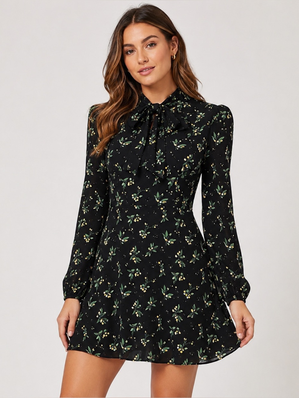 Commense Floral Long Sleeve Mini Dress NWT